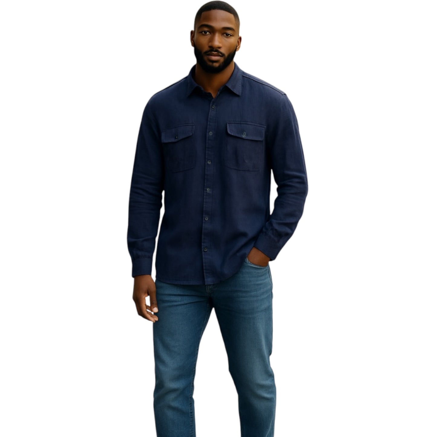 Chemise CP Company – Lin Bleu Marine