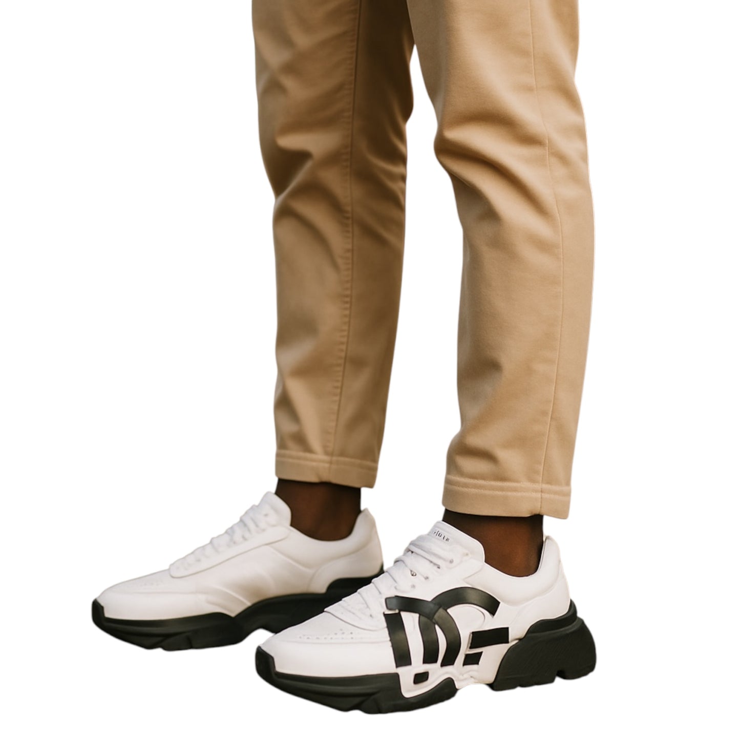 Dolce&Gabbana Sneakers Homme Cuir Blanc/Noir