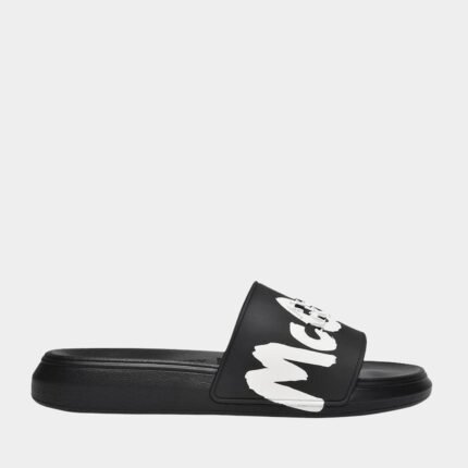 Claquettes Noires Alexander McQueen - Style Graffiti Iconique