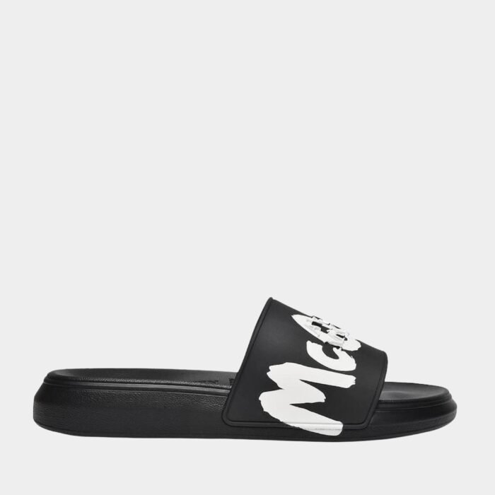 Claquettes Noires Alexander McQueen - Style Graffiti Iconique – Image 1