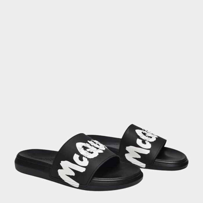 Claquettes Noires Alexander McQueen - Style Graffiti Iconique – Image 2