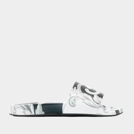 Claquettes pour hommes noir/blanc Versace – Style Iconique