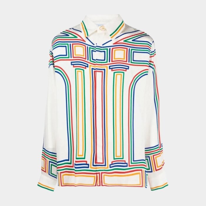 CASABLANCA Chemise Le Temple Du Sport en soie pour homme de coloris bleu – Image 1