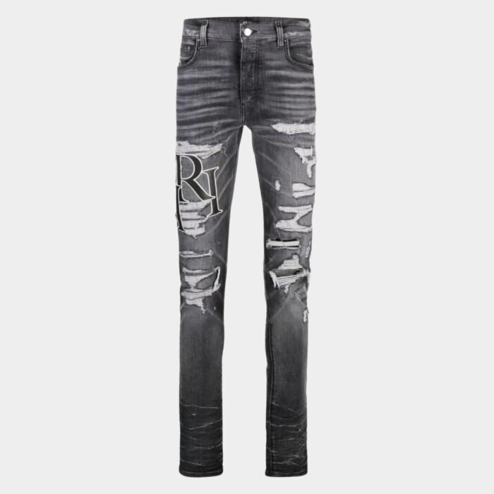 Jean Skinny Amiri à Effet Usé - Gris Anthracite – Image 1