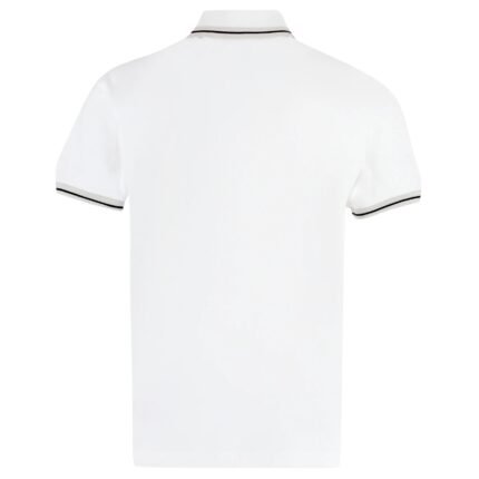 Détail logo brodé et liserés noirs polo Palm Angels blanc streetwear luxe