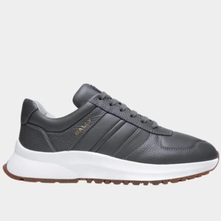 Baskets Bally homme cuir gris-bleu texture grainée design premium