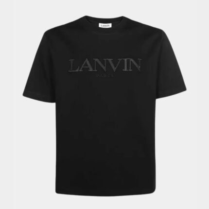 T-shirt homme Lanvin noir en coton premium avec logo appliqué discret