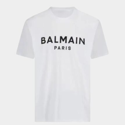T-shirt Balmain Paris homme coton bio logo contrasté coupe droite classique