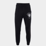 Versace Pantalon de jogging noir en coton à taille élastiquée avec logo imprimé