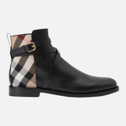 Bottines Burberry cuir noir motif Check pointure 36 femme