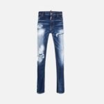 Jean Dsquared2 Cool Guy homme coupe slim bleu indigo effet usé taille 54