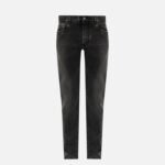 Jean Dolce Gabbana homme gris foncé effet usé avec plaque logo signature