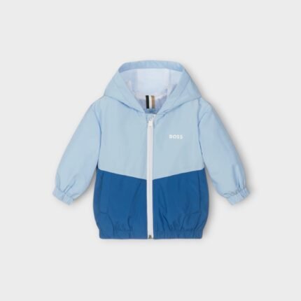 Boss COUPE-VENT À CAPUCHE POUR ENFANTS EN TISSU IMPERMÉABLE AVEC LOGO IMPRIMÉ