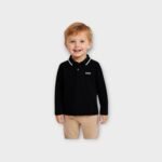 Boss polo noir à manches longues